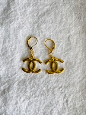CHANEL Gold Pendants turned into Earrings